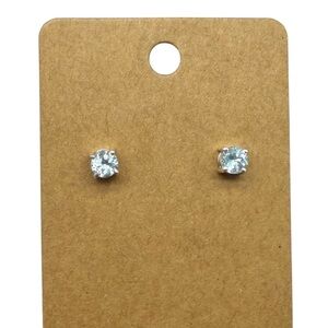 Blue Topaz Stud Earrings Solid 925 Sterling Silver